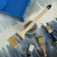 Кисть радиаторная ТУНДРА, натуральная щетина, деревянная рукоятка, 3", 75 мм