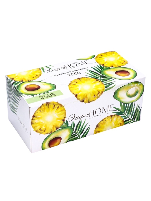 Салфетки бумажные в коробке Элара HOME Салфетки бумажные в коробке Элара HOME "Тропический фестиваль", 250 шт.