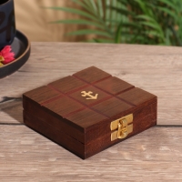 Настольная игра "Крестики-нолики" 10х10 см, дерево шишам, латунь