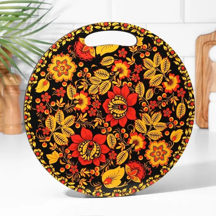 Доска разделочная сувенирная &laquo;Хохломская роспись&raquo;, 25,5 см, круглая