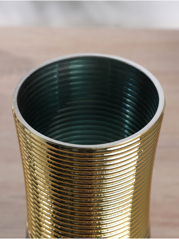 Ваза стекло настольная "Кэли стиль" талия, 24х11 см, зелёный