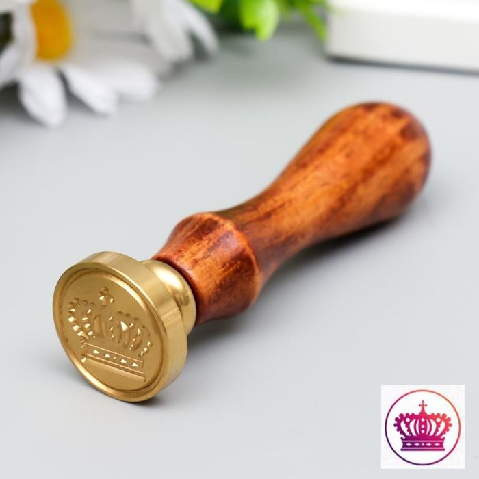 Печать для сургуча с деревянной ручкой Печать для сургуча с деревянной ручкой "Корона" 9х2,5х2,5 см