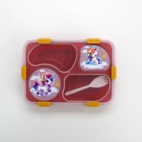 Ланч - бокс с 4 секциями &laquo;Единорог&raquo;, 23 х 17 х 5,5 см, розовый