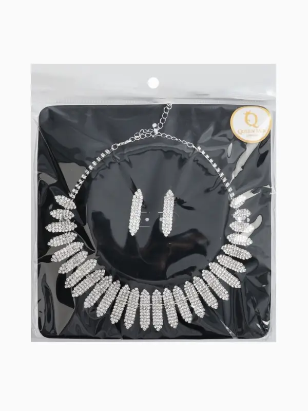 Набор 2 предмета: серьги, колье со стразами &laquo;Лёд. Лепестки&raquo;. d=13.5 см, белый в серебре