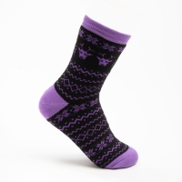 Носки махровые, цвет чёрный/сиреневый, размер 23-25 Носки махровые, цвет чёрный/сиреневый, размер 23-25