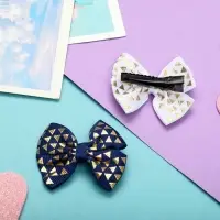 Зажим для волос "Бантик" ромбики, 4 см