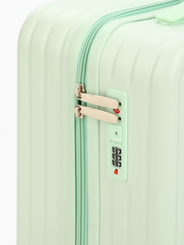 Чемодан 20", PС, 34*22*56, отд на молнии, код замок, 4 колеса, св. зеленый