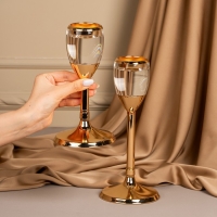 Подсвечник металл, стекло на 1 свечу &laquo;Безмятежность&raquo; цвет золото 11 х 11 х 21 см