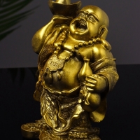 Статуэтка "Хотей со слитком" 15 см,  цвет золото