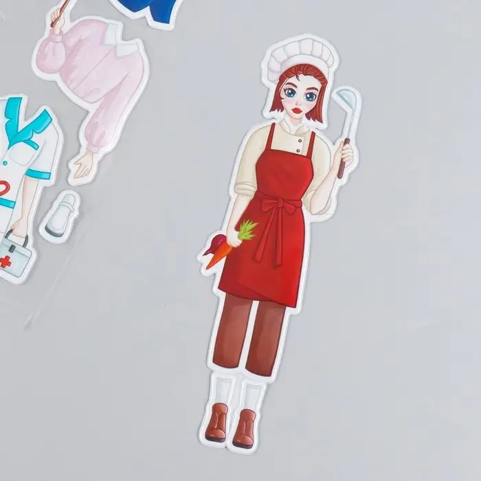 Наклейка-игра &laquo;Одень куклу. Профессии&raquo;, для скрапбукинга, творчества, пластик, 15&times;20 см
