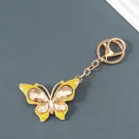 Брелок металл, стразы на карабине "Бабочка" жёлтый 4,7х6,4х0,8 см