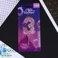 Свеча для торта, цифра &laquo;3&raquo;, розовая, 10 х 4 см