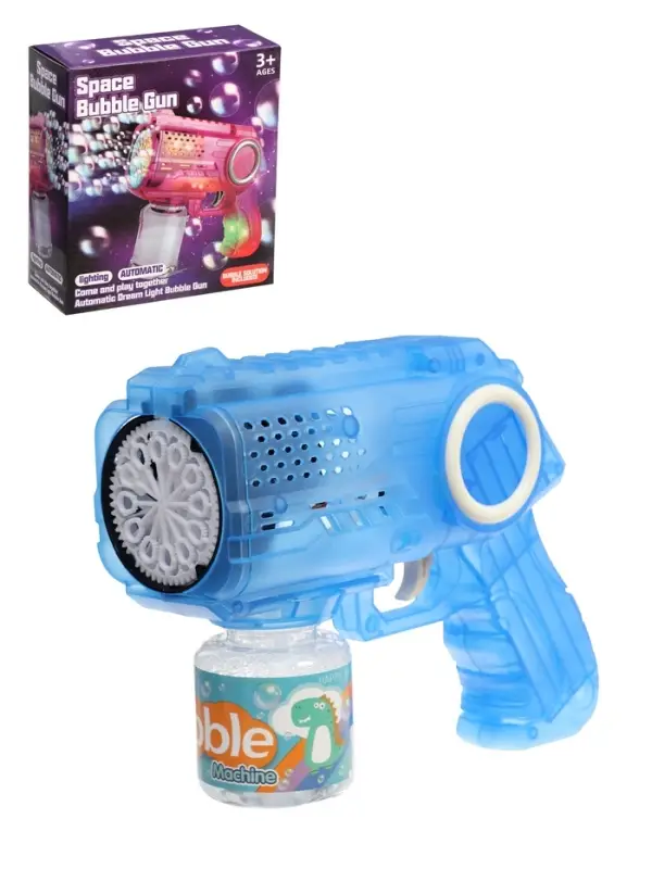 Генератор мыльных пузырей "Космический Бластер", световые эффекты, цвет синий
