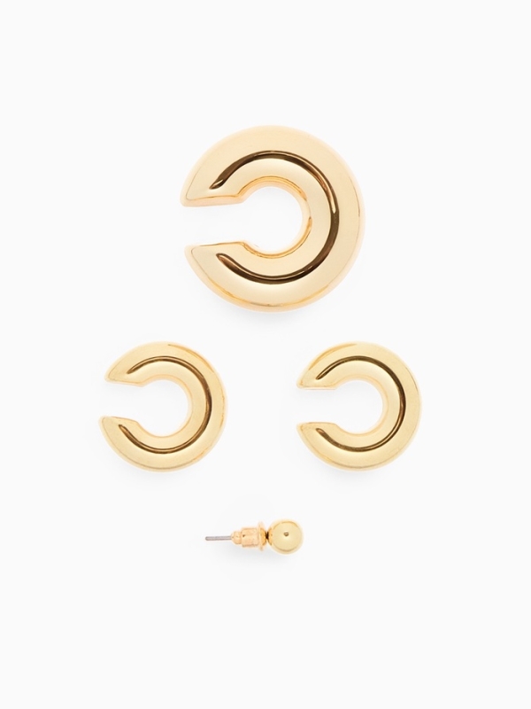 Набор серьги и каффы 4 шт. &laquo;Бублик&raquo; три дуги, цвет золото