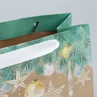 Пакет подарочный новогодний крафтовый &laquo;Счастья в Новом году&raquo;, MS 23 х 18 х 10 см