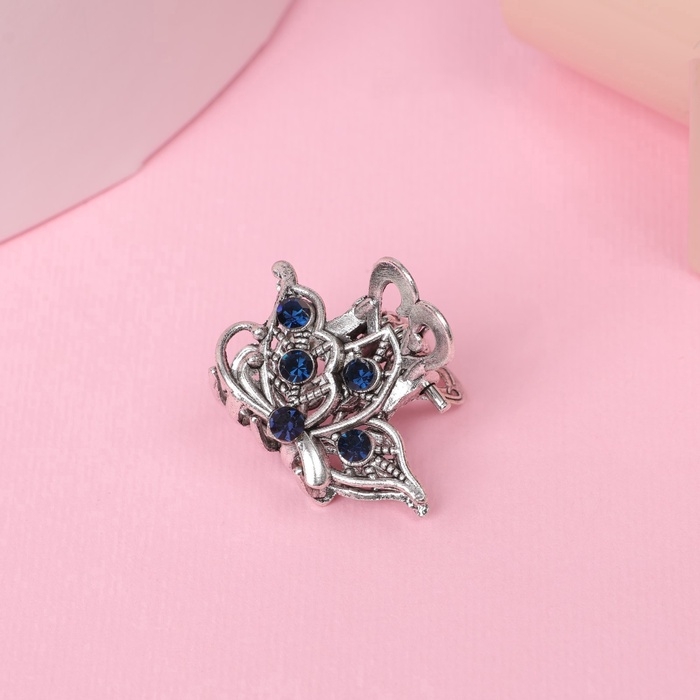 Краб для волос "Синий туман" крыло бабочки, 2,5 см, серебро