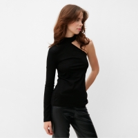 Лонгслив женский на одно плечо MINAKU: Basic line цвет чёрный, размер 40