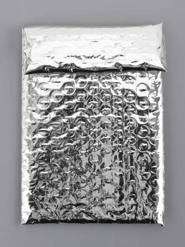 Пакет из ВПП c клапаном и клеевым слоем, серебряный 11&times;16 + 5 см