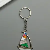 Брелок металл, эмаль "Парусник" 5х4х0,1 см