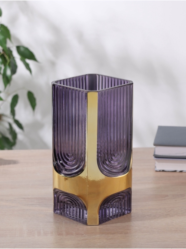 Ваза стекло настольная "Кэнди галант" 20,5х11 см, сиреневый