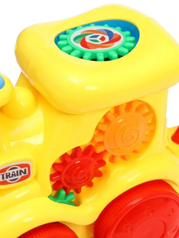 Каталка на палочке "Паровозик" с шестеренками