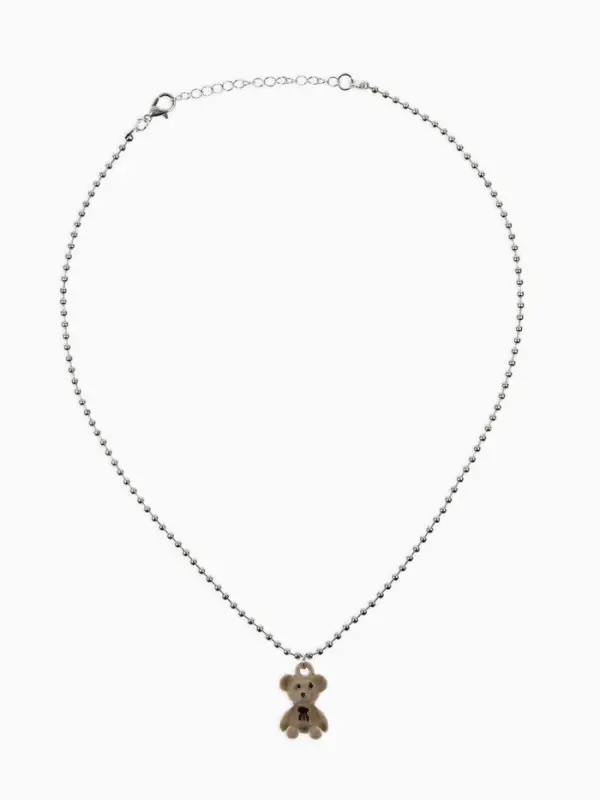 Кулон детский &laquo;Выбражулька. Мишка&raquo;, 40 см, бежевый в серебре