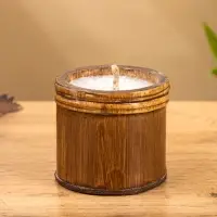 Свеча в бамбуке, 7х7х6 см, 100 мл, цв. бежевый