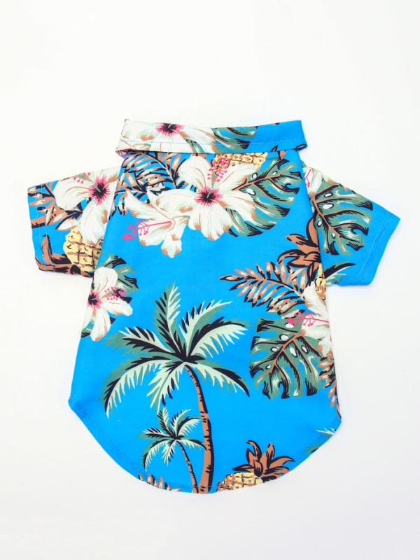 Рубашка для собак "Тропики", L (ДС 28, ОГ 36, ОШ 26 см),голубая