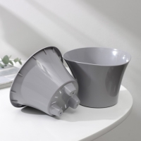 Кашпо для цветов со вставкой &laquo;Лагуна&raquo;, 600 мл, d=13 см, h=9 см, цвет серый