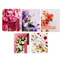 Тетрадь 48 листов в клетку Calligrata &laquo;Флористика&raquo;, обложка мелованный картон, блок №2, белизна 75% (серые листы), МИКС