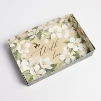 Кондитерская упаковка, коробка для макарун с PVC крышкой, With love, 18 х 12 х 3.5 см