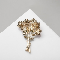 Брошь &laquo;Букет цветов&raquo;, цветная в золоте