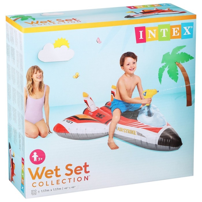 Плот для плавания &laquo;Самолет&raquo;, 117 х 117 см, с водной пушкой, от 3 лет, до 40 кг, 57536NP, цвет МИКС