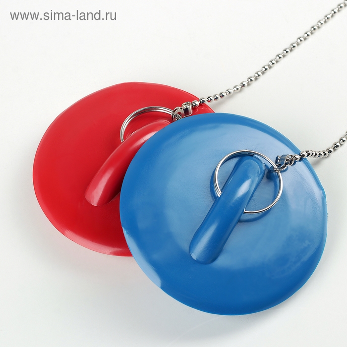 Пробка для ванны, d=6 см (внутренний d=4.5 см), цепочка 55 см, МИКС