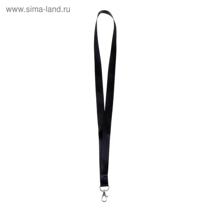 Лента для бейджа, ширина - 20 мм, длина - 90 см с металлическим карабином, черная