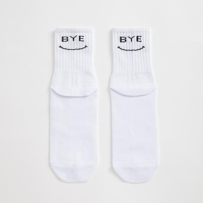 Носки мужские MINAKU &laquo;Hi-Bye&raquo;, цвет белый, размер 42-43 (27 см)