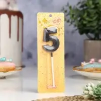 Свеча в торт на шпажке &laquo;Цифра 5&raquo;, черная, 5 см