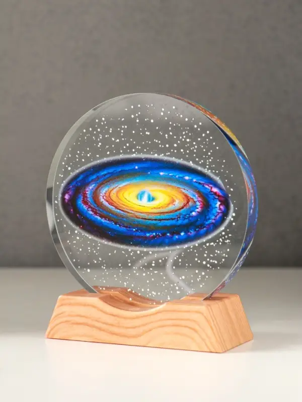Сувенир стекло свет "Диск. Млечный путь" 5хLED d=10 см, USB, цветной 10х4х11,4 см