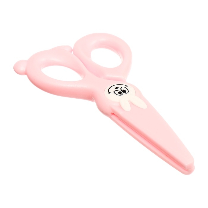 Ножницы 11,8см пластиковые ручки, закругленные концы лезвий, Зайчик розовый CALLIGRATA