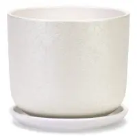 Горшок цветочный с поддоном 3 л, d18/h15,5 см белый керамика, "Перл" (М)