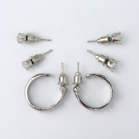 Набор 4 предмета: 3 пары серьги, 1 браслет &laquo;Сердце&raquo; контроль, цвет белый в серебре