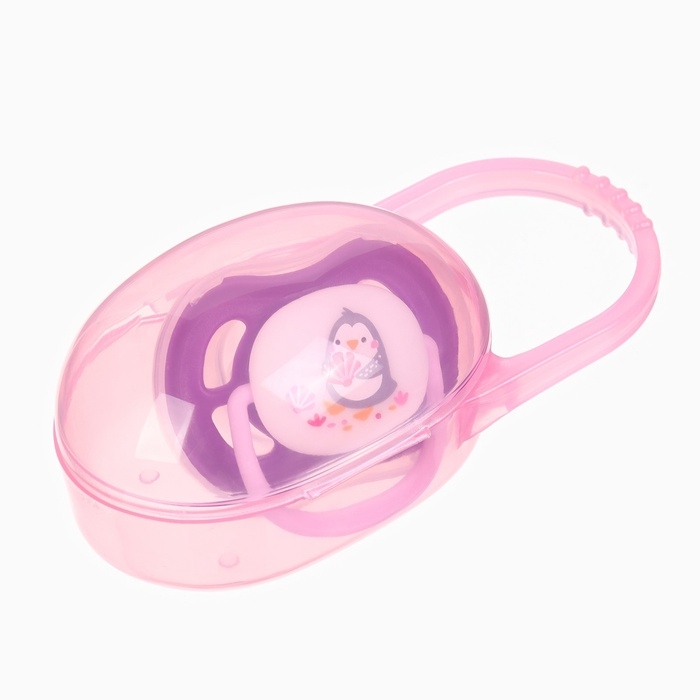 Соска - пустышка анатомическая Крошка Я "Для девочки" от 6 мес., 2 шт., держатель 1 шт. + контейнер