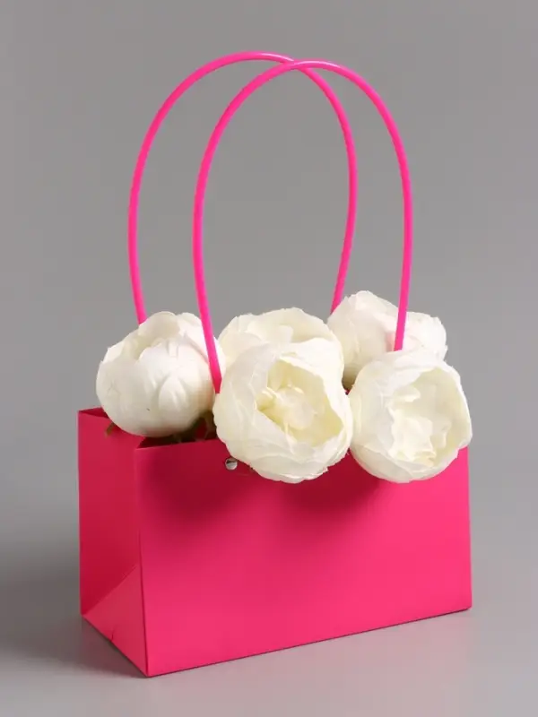 Сумка для цветов влагостойкая, фуксия, 22x10.5x13.5 см