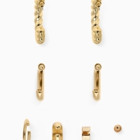 Набор серьги и каффы 9 шт. &laquo;Кольца&raquo; переплетение, цвет золото