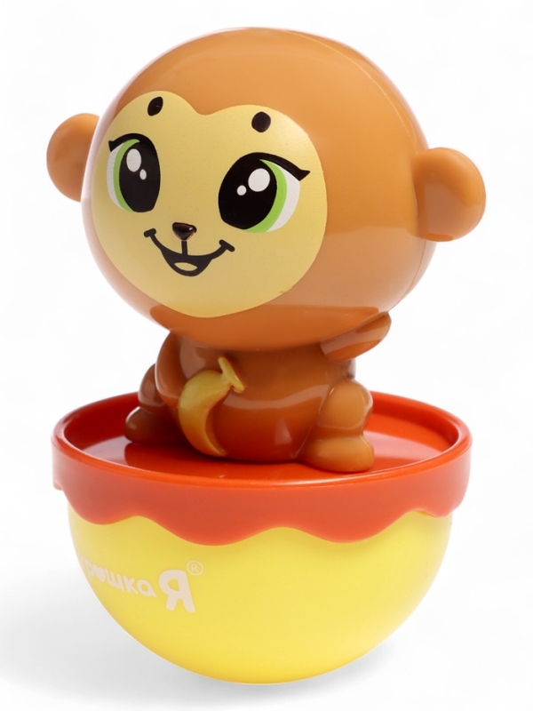 Неваляшка детская, обезьянка, цвет коричневый