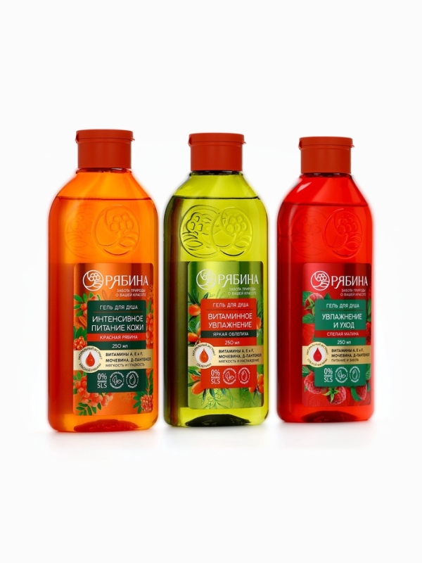 Шампунь для волос, питающий уход, аромат малины, 250 мл, Рябина