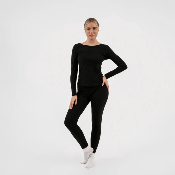 Термобельё женское Resport, комплект: лонгслив, лосины, р. 44, цвет чёрный
