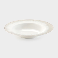 Тарелка глубокая WY Golden rays, d=22 см, фарфор, белая Тарелка глубокая WY Golden rays, d=22 см, фарфор, белая