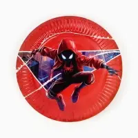 Посуда одноразовая бумажная на 10 персон: стаканы, тарелки, скатерть, Человек Паук