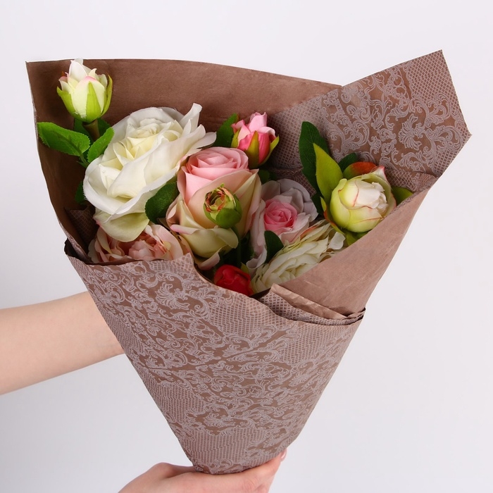 Бумага упаковочная эколюкс &laquo;Белый узор&raquo;, 0,7 х 5 м